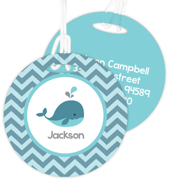 Sweet Little Blue Whale Kids Bag Tags