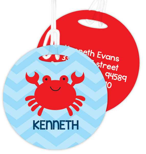 Happy Crab Kids Luggage Tags
