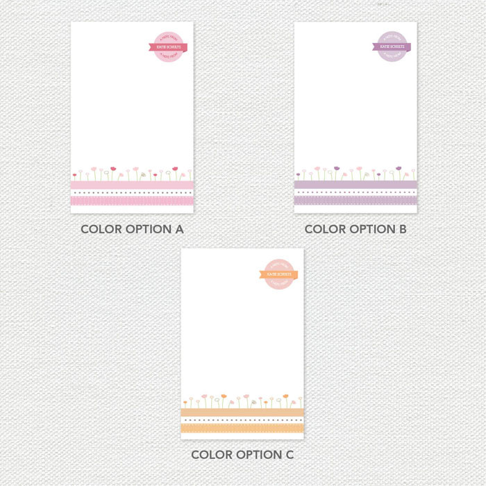 Ribbon and Flowers Custom Notepad