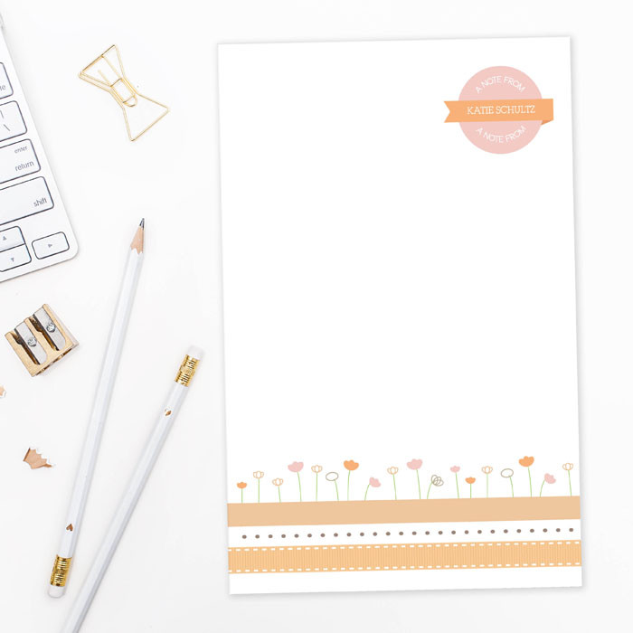 Ribbon and Flowers Custom Notepad
