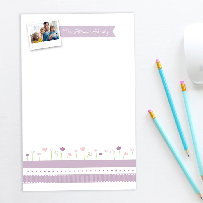 Ribbon and Flowers Photo Custom Notepad