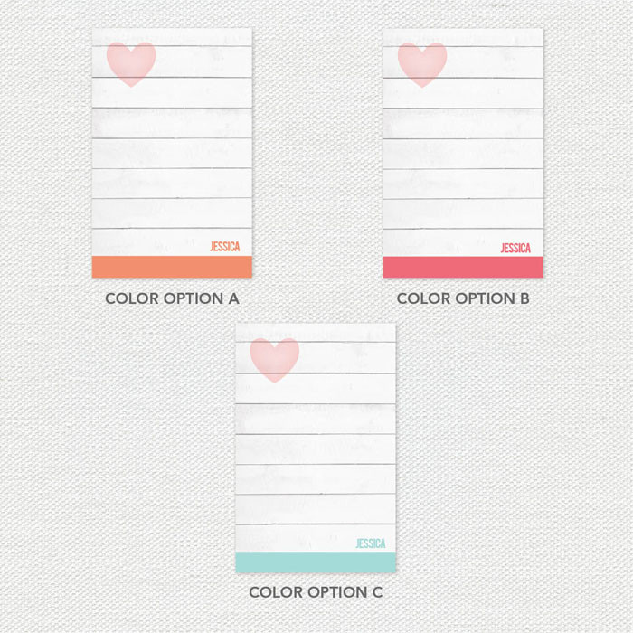 Rustic White Heart Custom Notepad