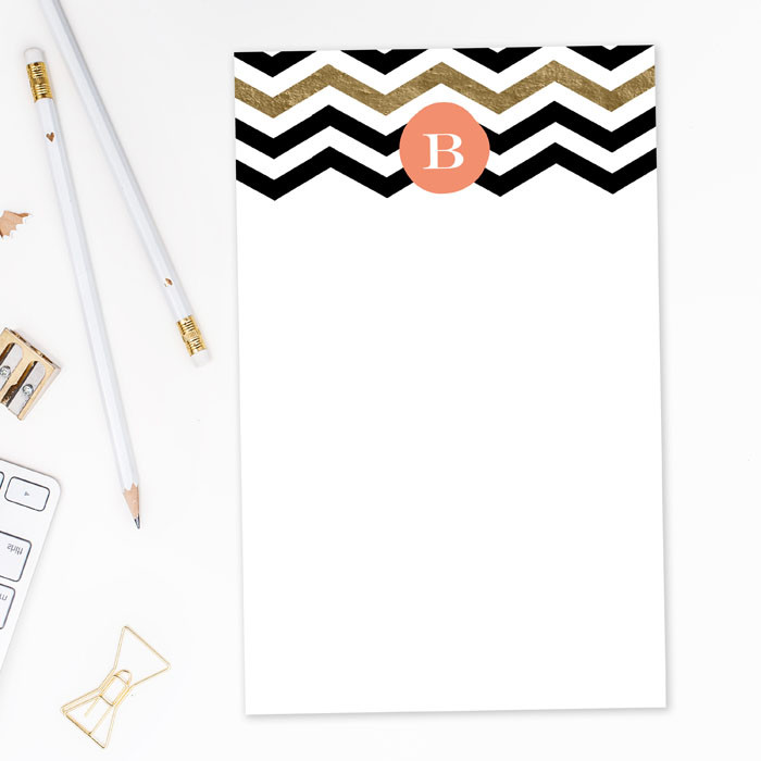Black Chevron Gold Foil Custom Notepad