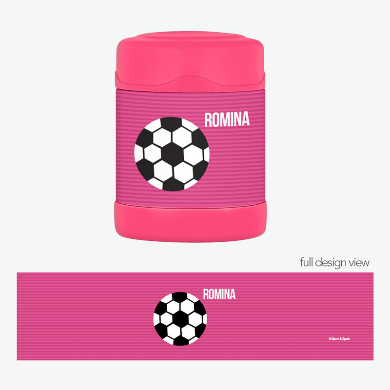 Girl Soccer Fan Pink Thermos Food Jar