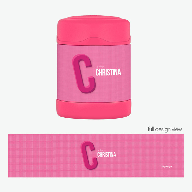 Double Initial Pink Thermos Food Jar