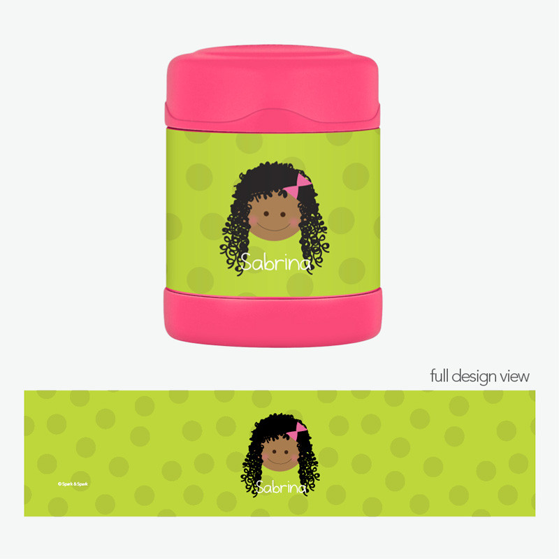 Just Like Me Girl Green Kids Thermos Food Jar
