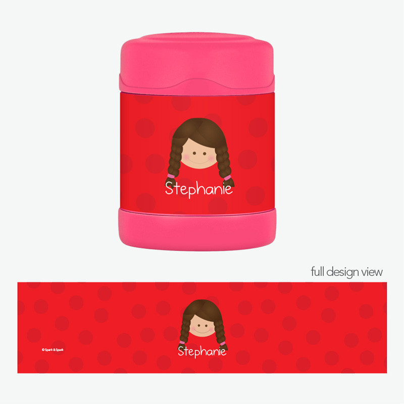 Just Like Me Girl Red Kids Thermos Food Jar