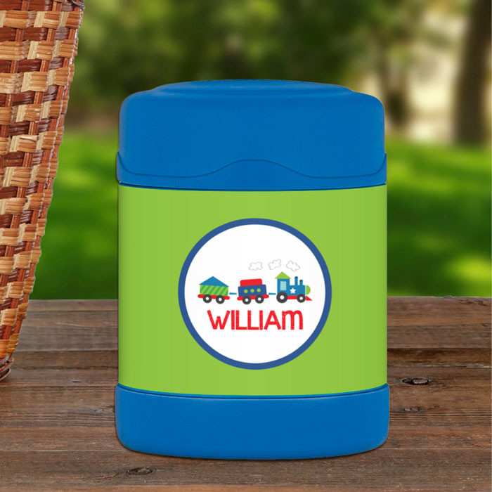 choo choo train personalized thermos food jar for kids
