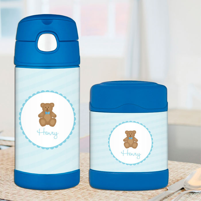 Cute Blue Teddy Bear Thermos Food Jar