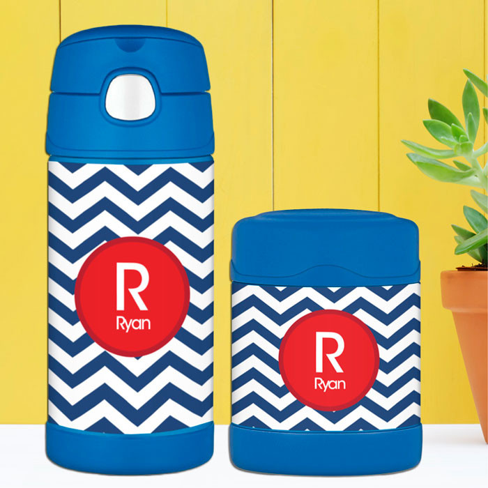 Chevron Navy and Red Thermos Food Jar