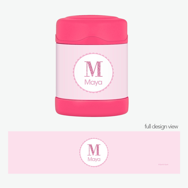 A Shiny Pink Letter Thermos Food Jar