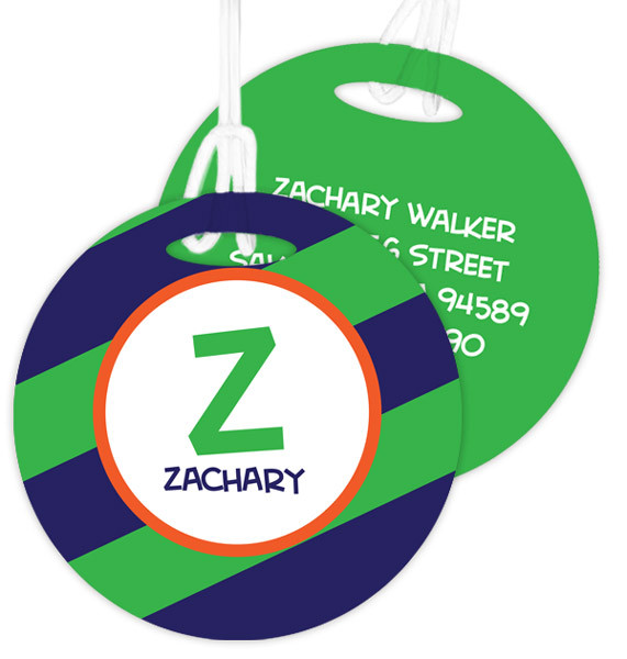 Fun Initials - Green -  Luggage Tags For Kids