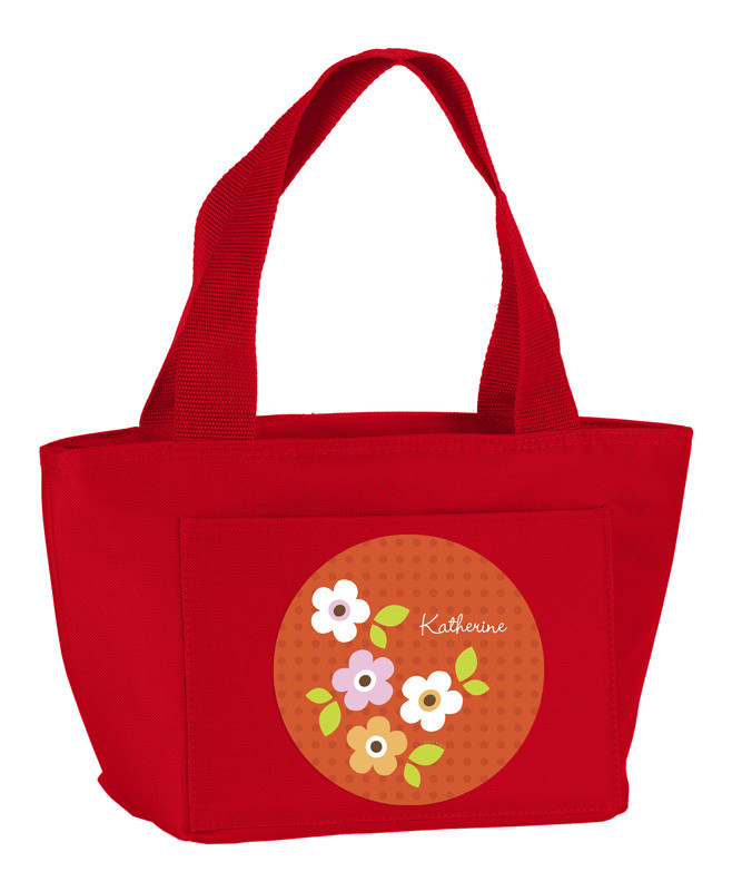 Orange Preppy Flowers Kids Lunch Tote