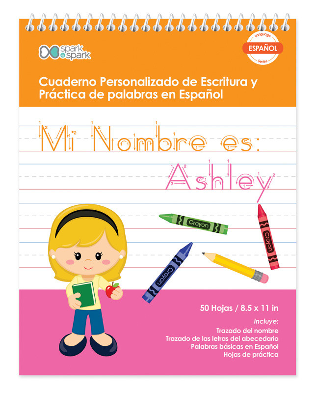 Spanish Personalized Writing Book for Blonde Girls