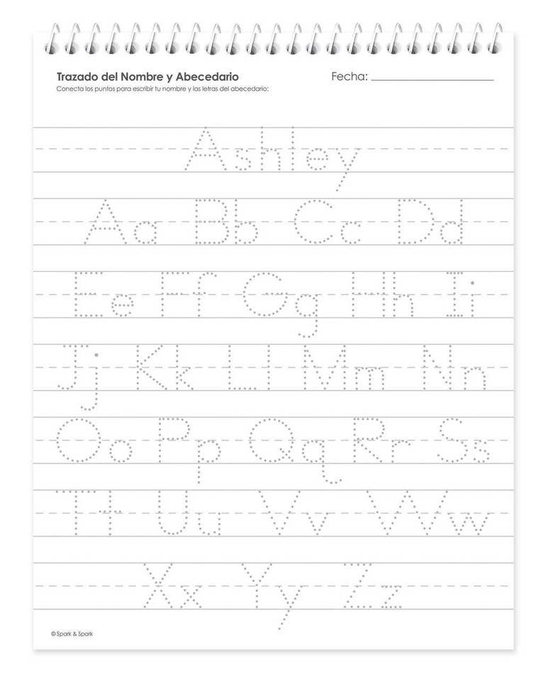 Spanish Vertical Writing Book For Girls