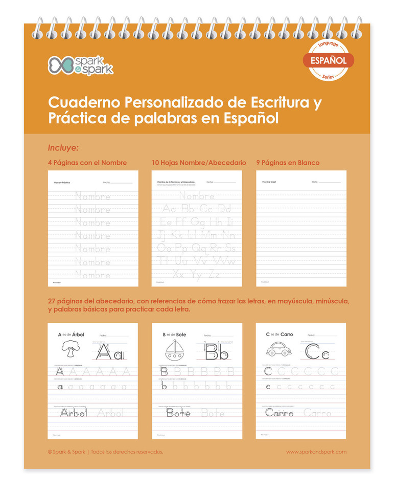 Spanish Vertical Writing Book For Boys