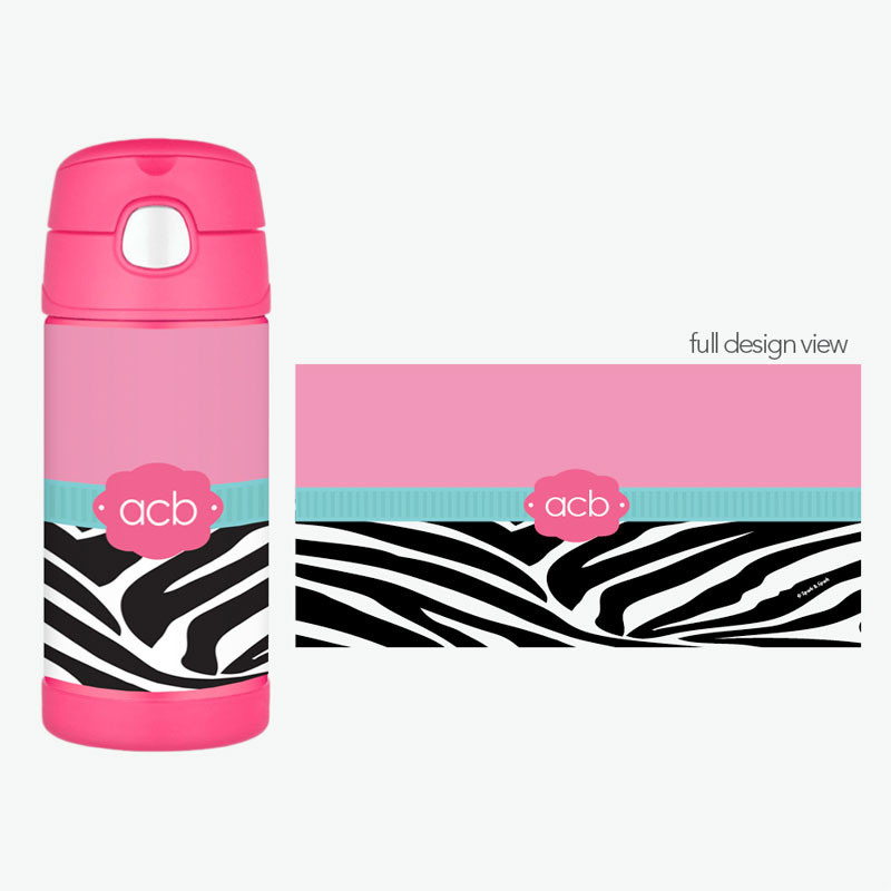 Zebra And Pink Personalized Thermos For Kids