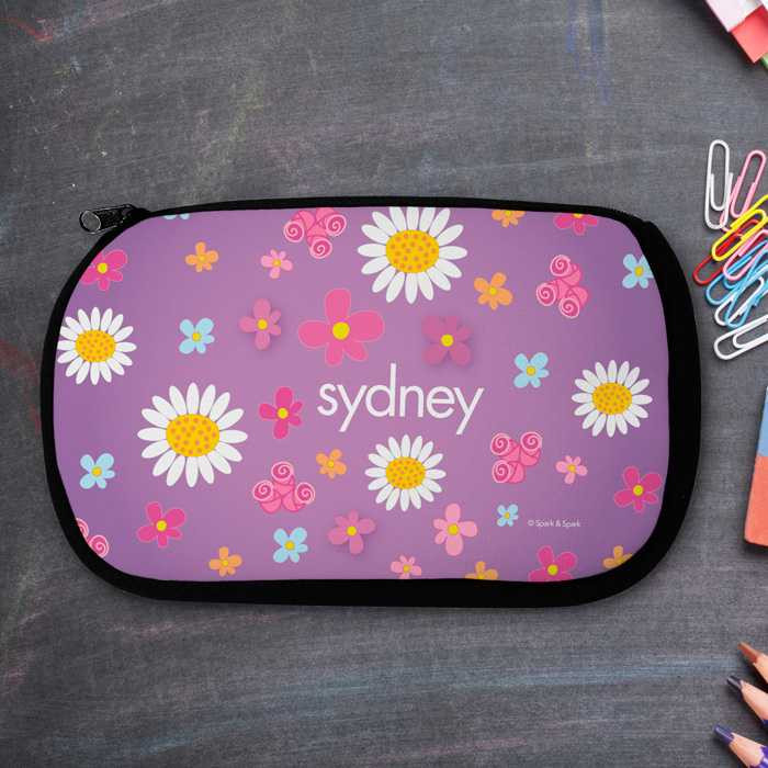 Purple Field Of Flowers Personalized Pencil Case For Kids