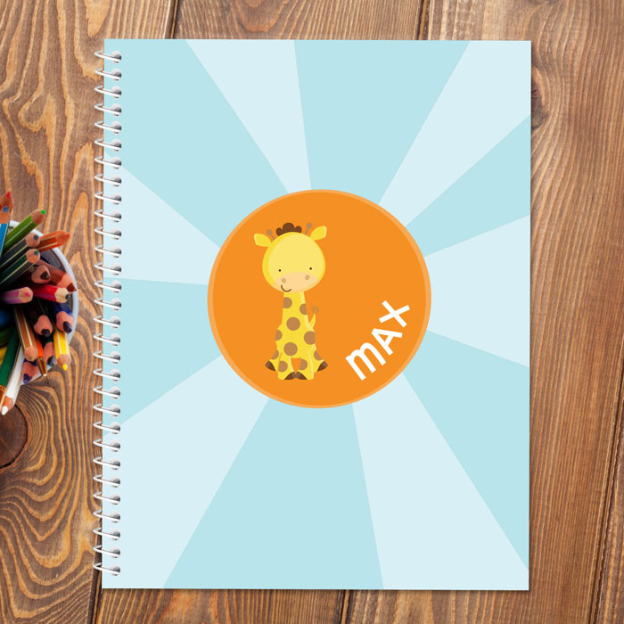 cute baby giraffe personalized notebook for kids