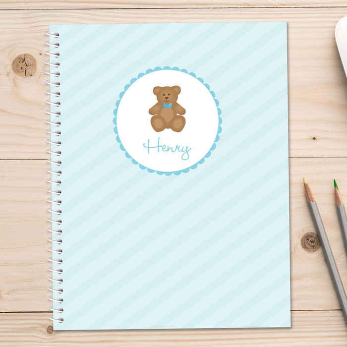 Cute Blue Teddy Bear Kids Notebook