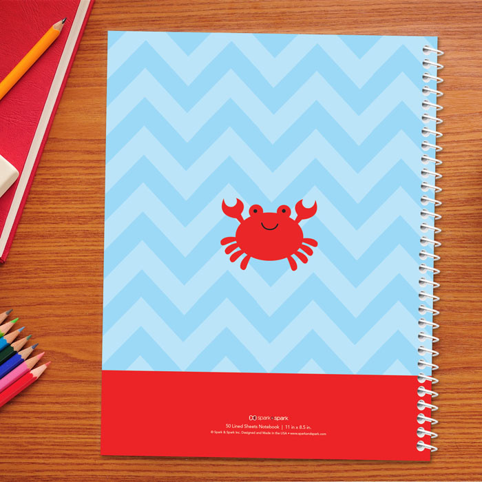 happy crab personalized notebook for kids