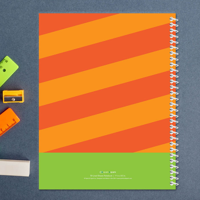 orange brilliant initial personalized notebook for kids