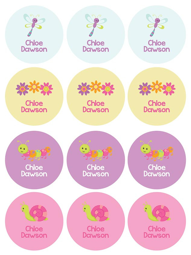 Sweet Spring Waterproof Labels for Kids (Set of 48)