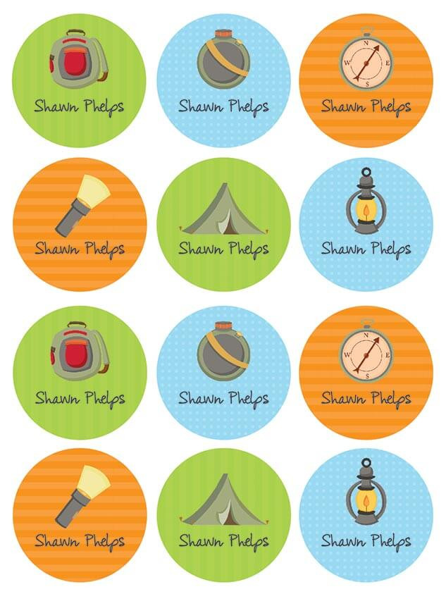 Boy Camping Time Waterproof Labels for Kids (Set of 48)
