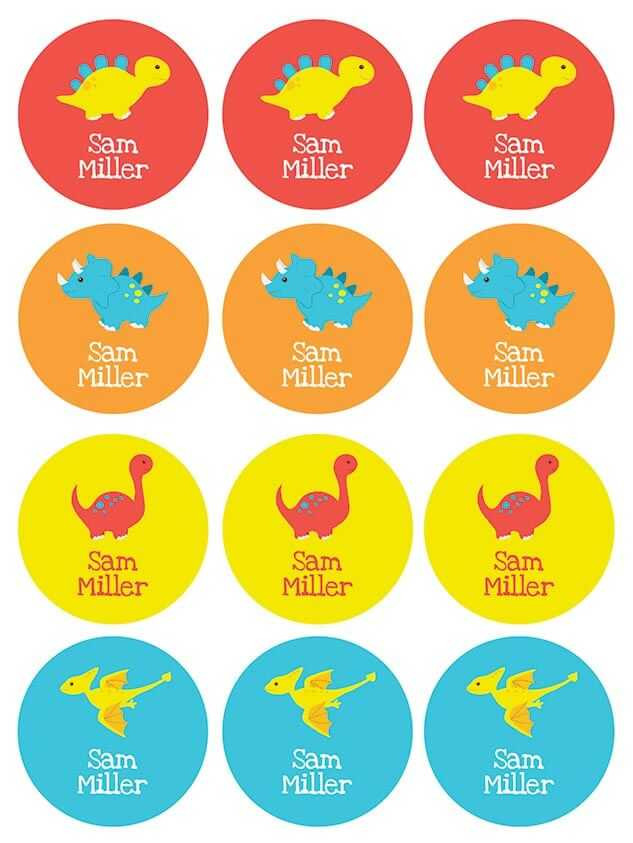 Cute Little Dinousars Waterproof Labels for Kids (Set of 48)