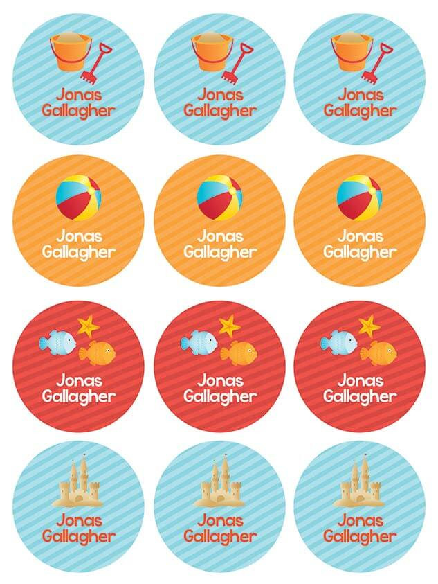 Ready For The Beach Waterproof Labels for Kids (Set of 48)