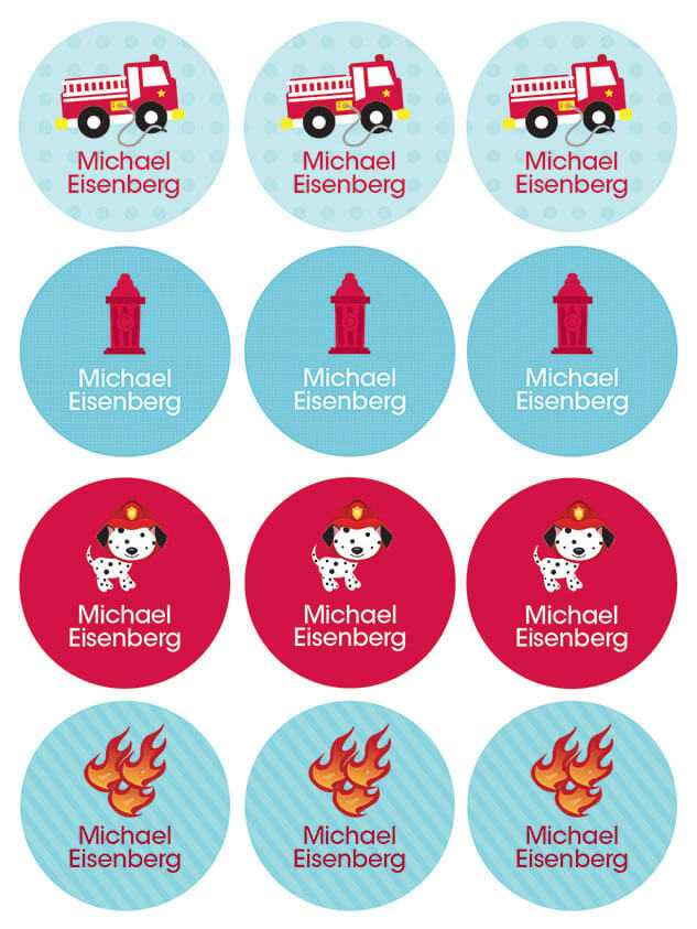 Firefighter Waterproof Labels for Kids (Set of 48)