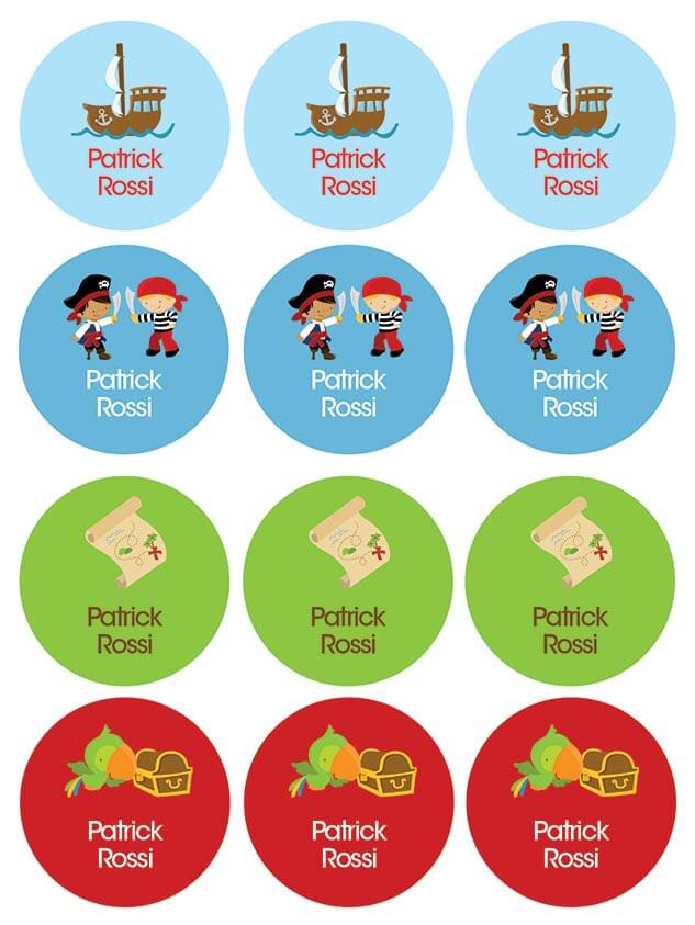 Yo Ho Pirate Boy Waterproof Labels for Kids (Set of 48)