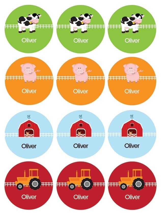 Farm Life Waterproof Labels for Kids (Set of 48)