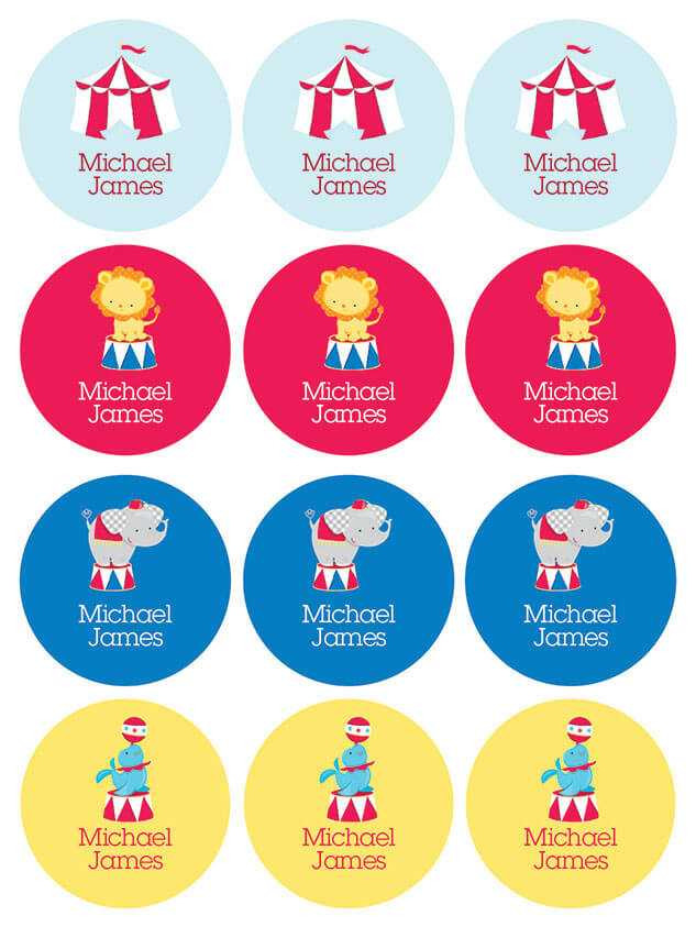 Fun Circus Waterproof Labels for Kids (Set of 48)