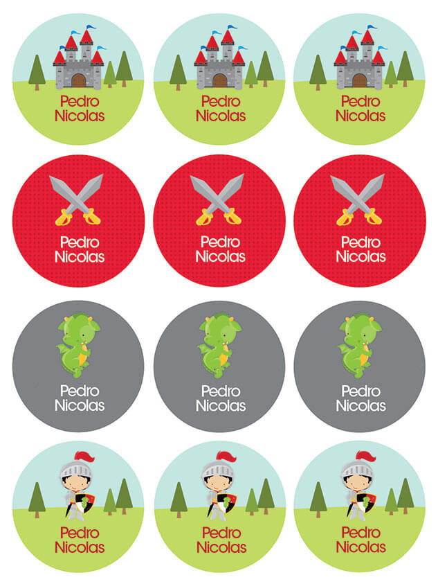 Knight & Armors Waterproof Labels for Kids (Set of 48)