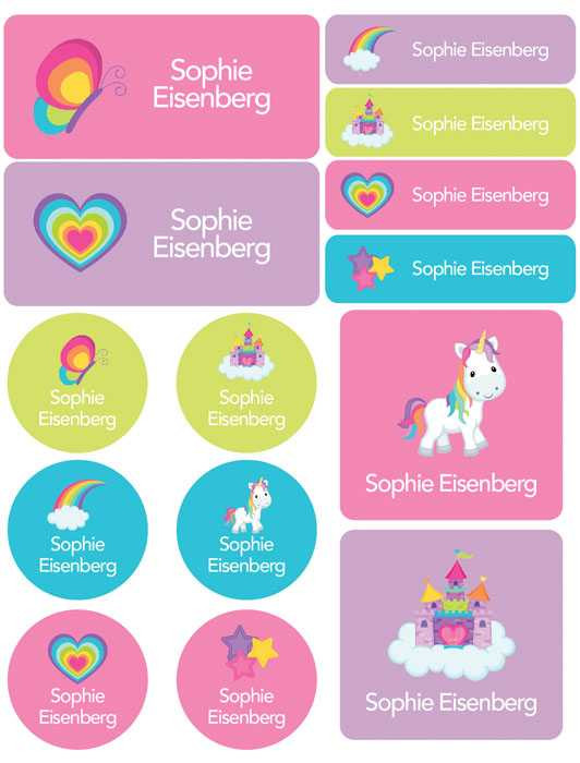 Princess and Rainbows Waterproof Labels Variety Pack (Set of 56)