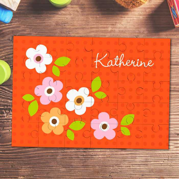 Orange Preppy Flowers Custom Puzzles By Spark & Spark