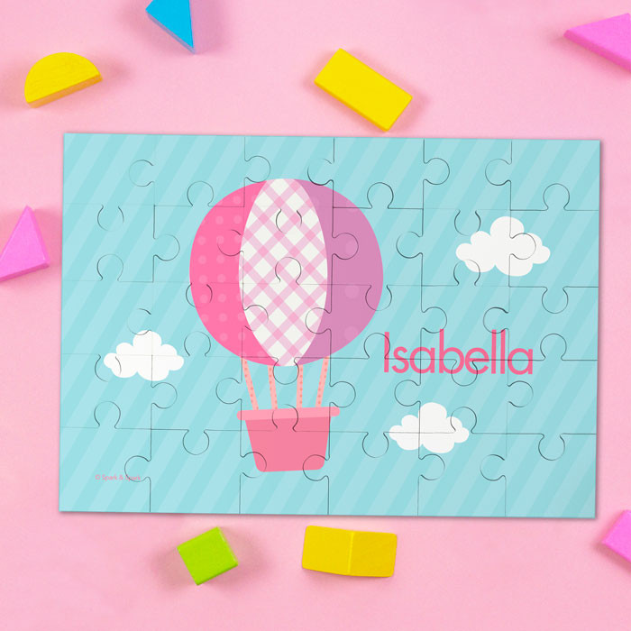 Pink Hot Air Balloon Personalized Puzzles By Spark & Spark