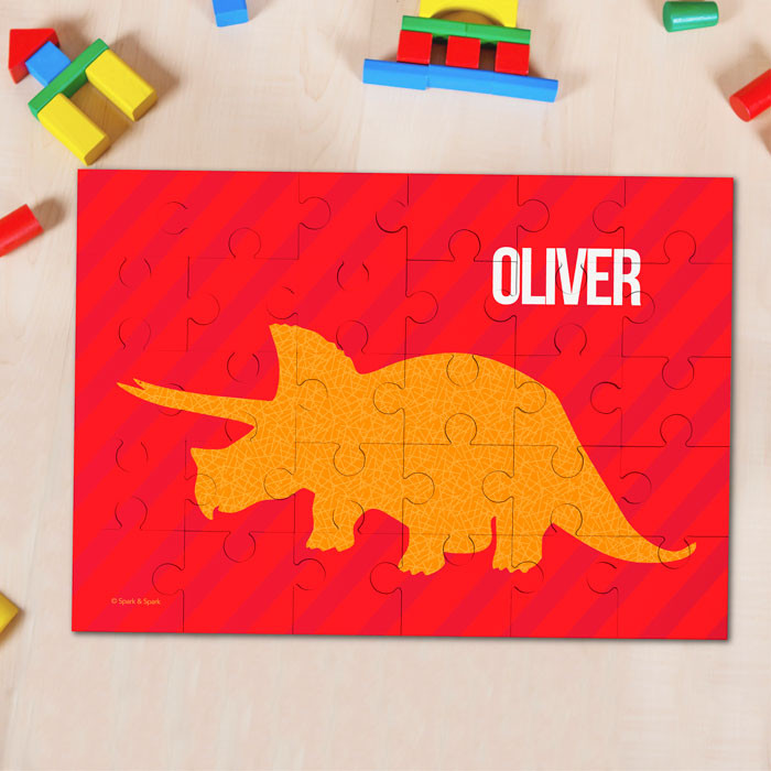 Dino And Me Red Personalized Puzzles