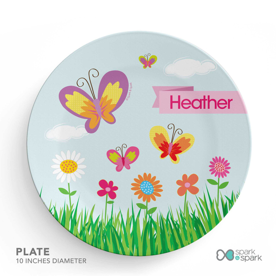 A Butterfly Field Custom Plate for Girls