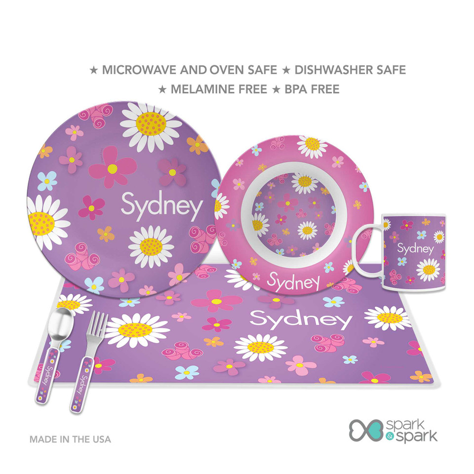 Field of Flowers Purple Custom Plate for Girls