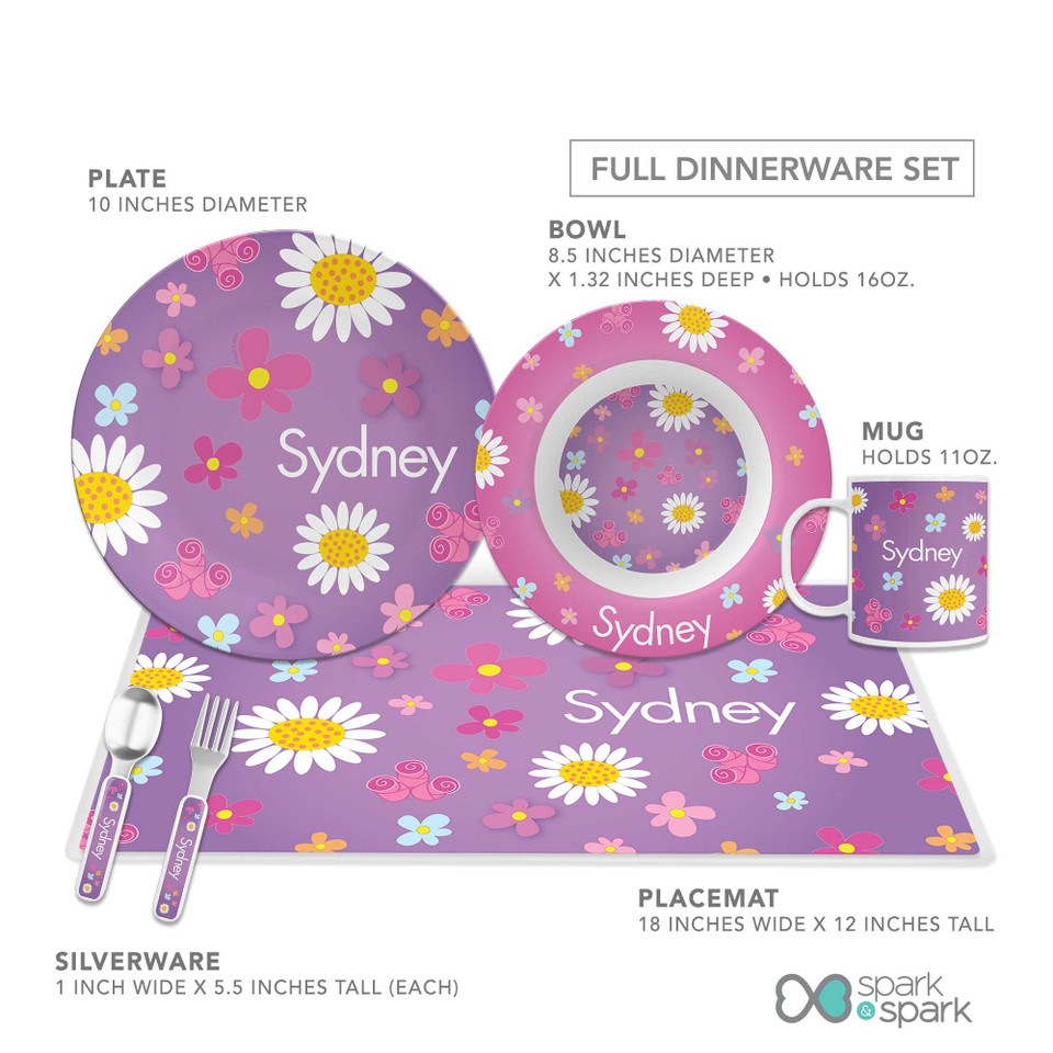 Field of Flowers Purple Custom Plate for Girls