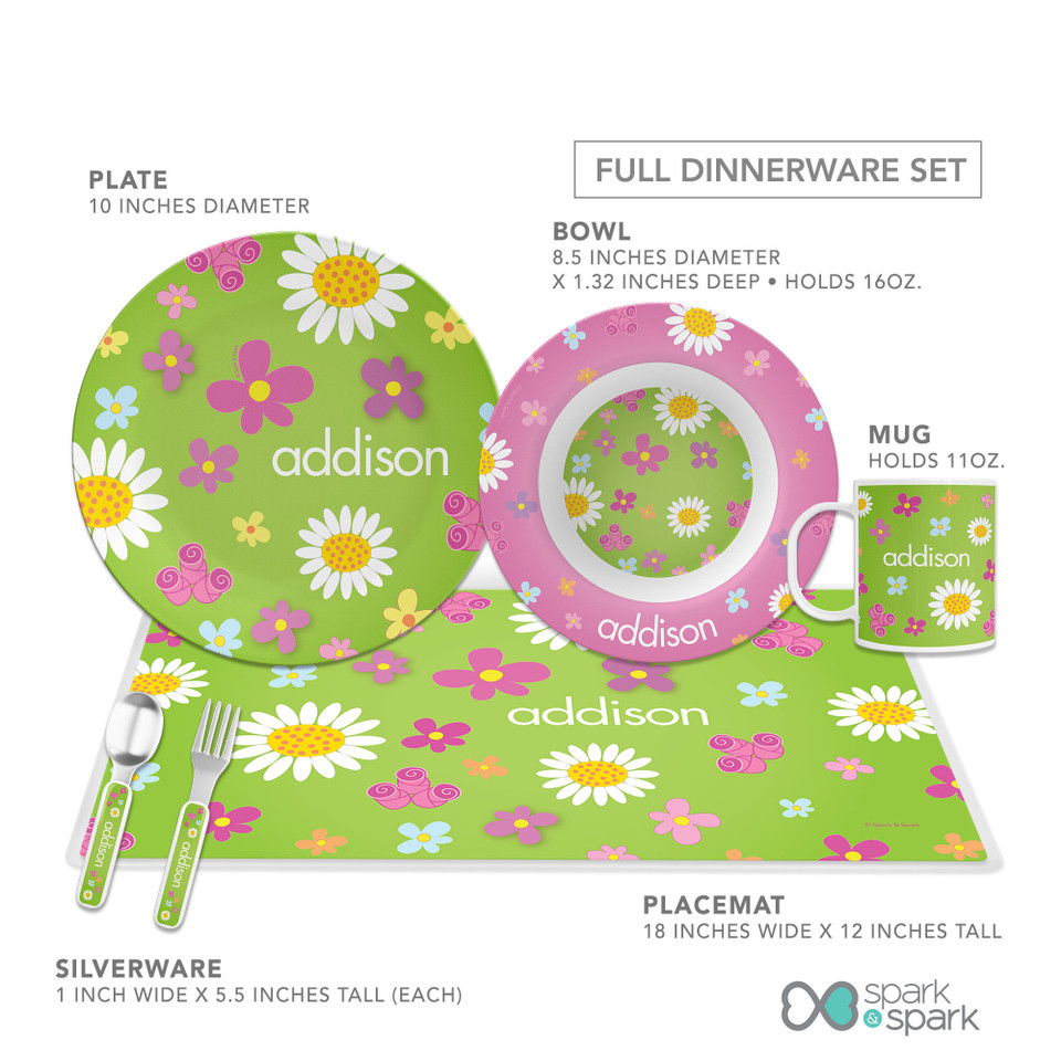 Field of Flowers Green Kids Plates