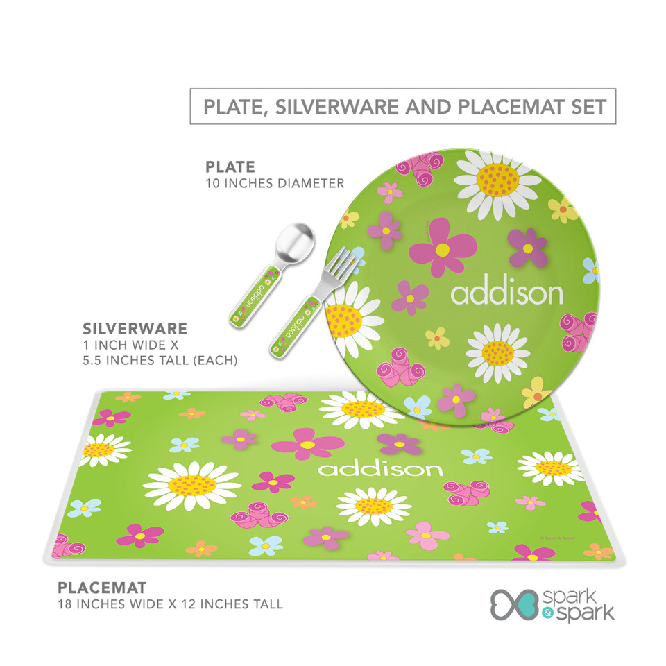 Field of Flowers Green Kids Plates