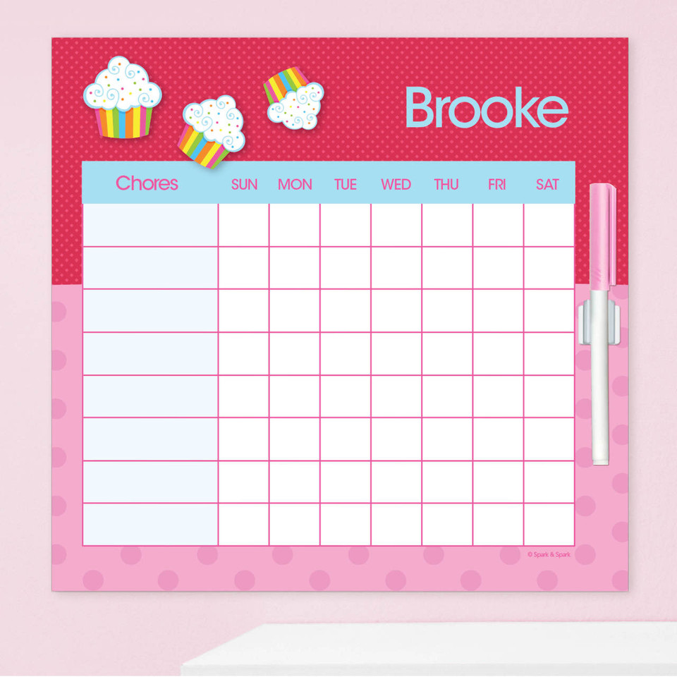 Rainbow Cupcake Weekly Chore Chart