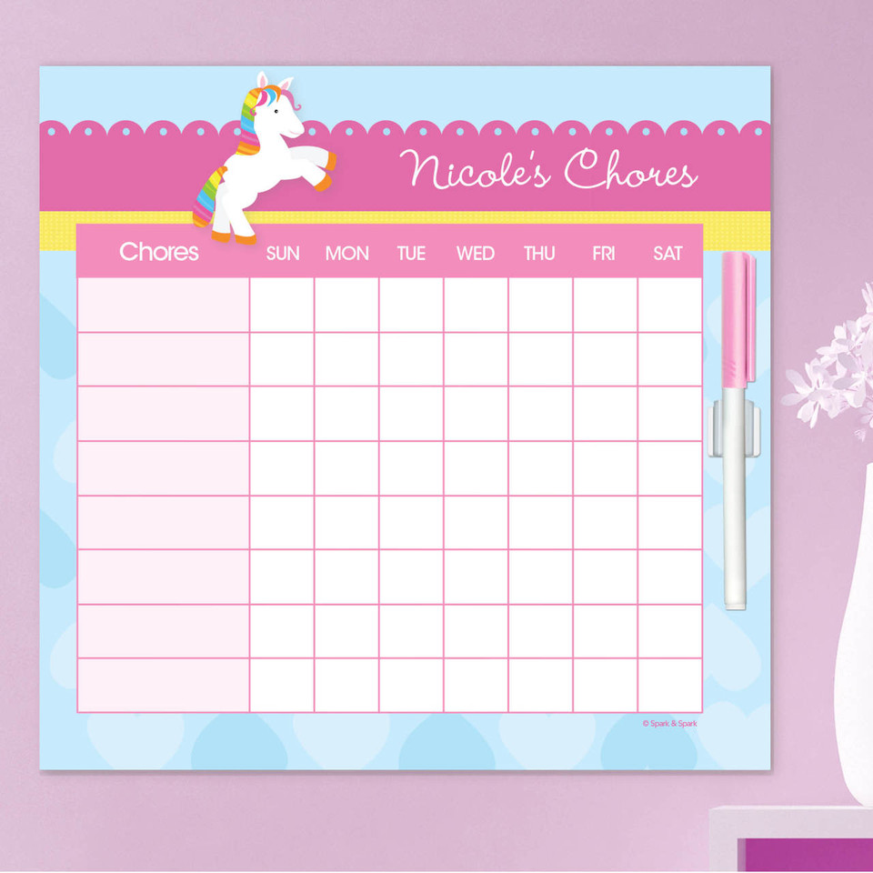 Cute Rainbow Pony Chore Chart For Kids