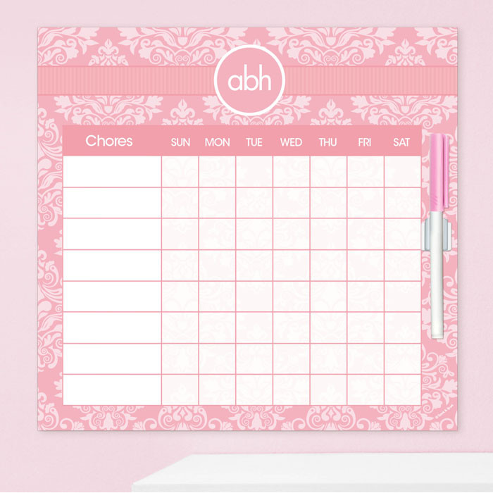 Pink Sweet Damask Chore Chart For Kids