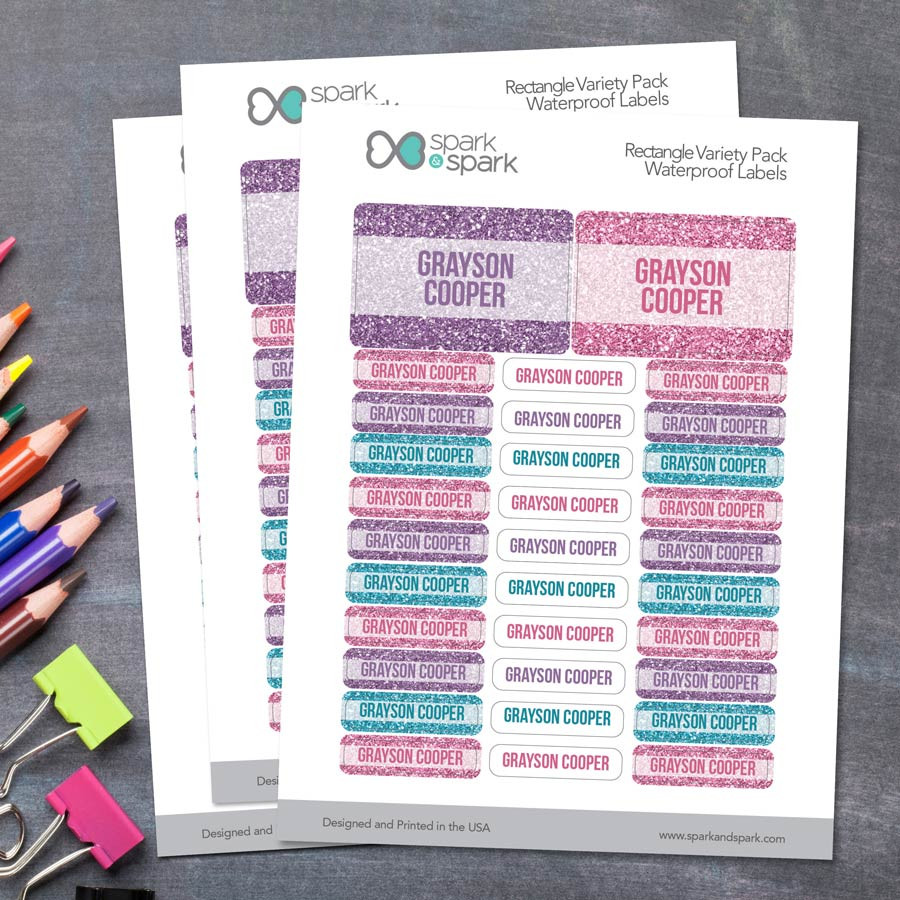 Glitter Shades - Purple Labels Rectangular Pack