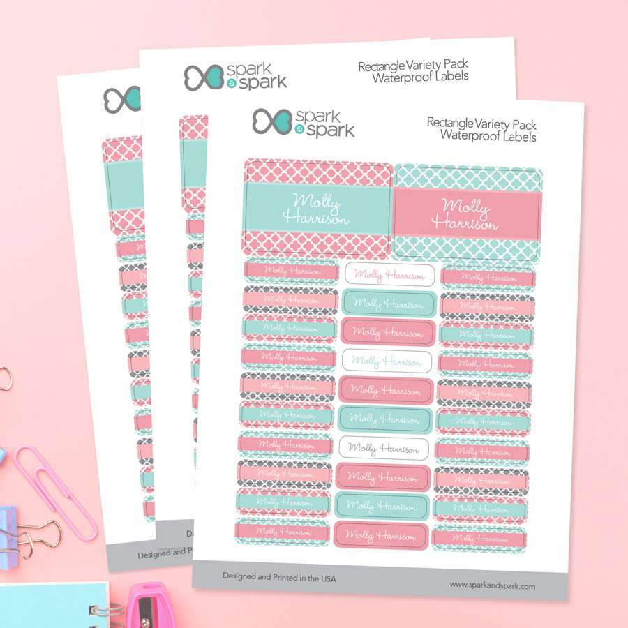 Sweet Pink Quatrefoils Labels Rectangular Pack