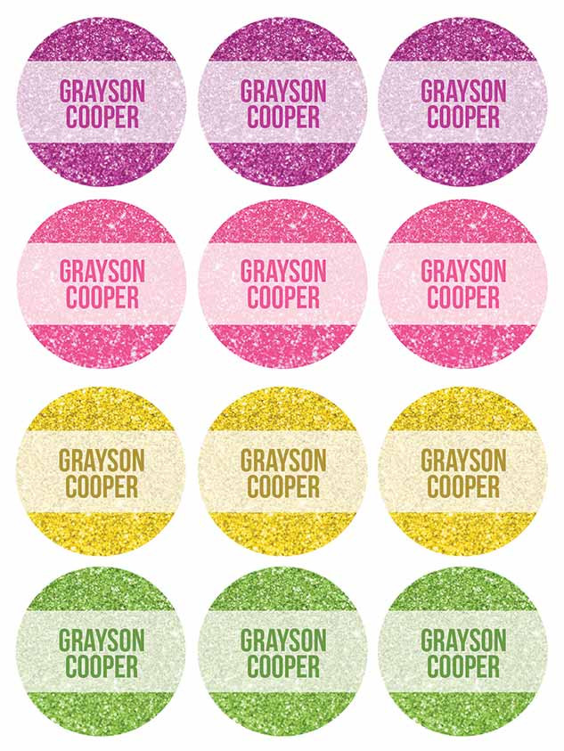 Glitter Shades Yellow Waterproof Labels for Kids (Set of 48)